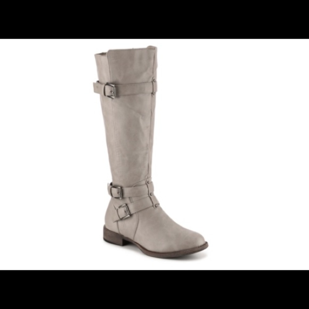 Gray wide calf boots